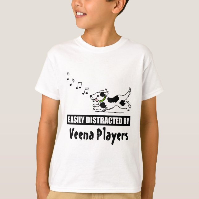 Cartoon Dog Easily Distracted by Veena Players T-Shirt (Front)