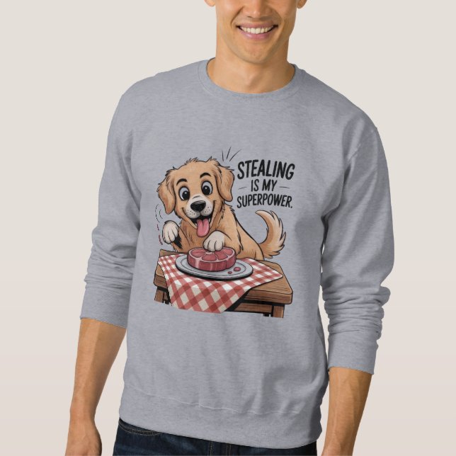 cartoon, dog, golden retriever, stealing, T-Shirt Sweatshirt (Front)