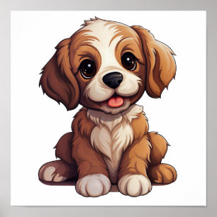 Cartoon dog illustration poster