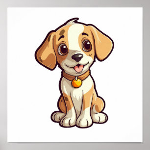Cartoon dog illustration poster