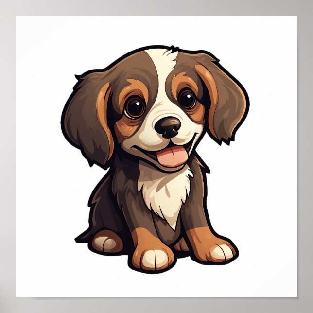 Cartoon dog illustration poster (Front)