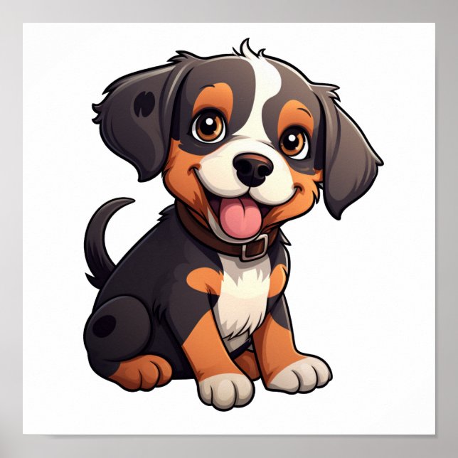 Cartoon dog illustration poster (Front)