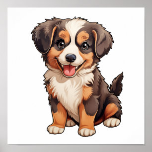 Cartoon dog illustration poster