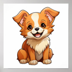 Cartoon dog illustration poster
