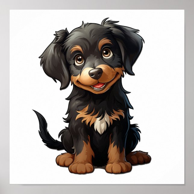 Cartoon dog illustration poster (Front)