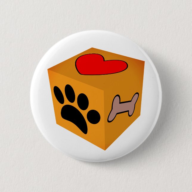 Cartoon Dog Paw Heart And Bone 6 Cm Round Badge (Front)