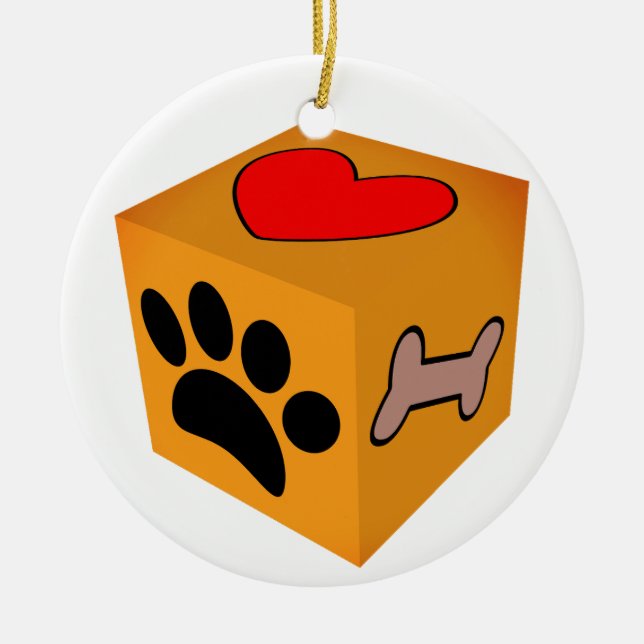 Cartoon Dog Paw Heart And Bone Keychain Ceramic Ornament (Front)