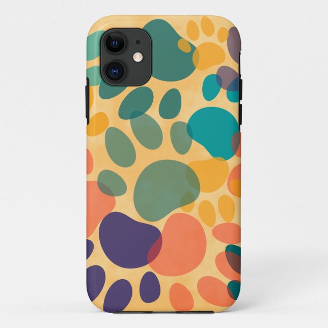 Cartoon Dog Paw Print Colourful Abstract Art Case-Mate iPhone Case (Back)