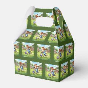 Cartoon Dog Playing Soccer or Football Favour Box