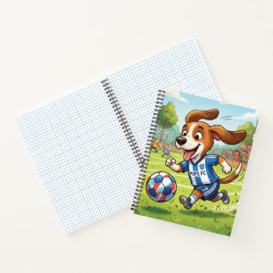 Cartoon Dog Playing Soccer or Football Notebook