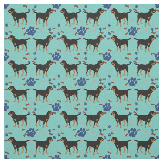Cartoon Dog - Rottweiler (Natural Tail) Fabric (Swatch)