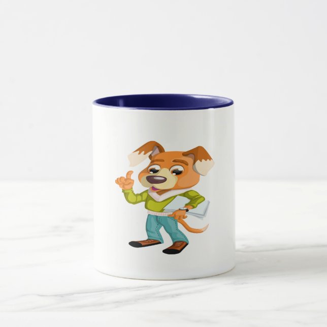 Cartoon dog student getting ready for school #2 mug (Center)