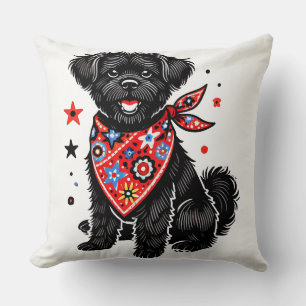 Cartoon Dog with Bandanna Cute Pet Lover Home Déco Cushion