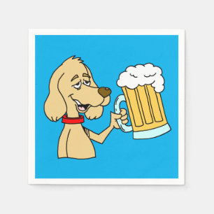 Cartoon Dog With Beer Party Napkin