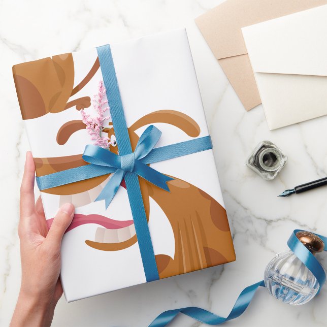 Cartoon Dog with Big Smile and Tongue Out Wrapping Paper (Creator Uploaded)