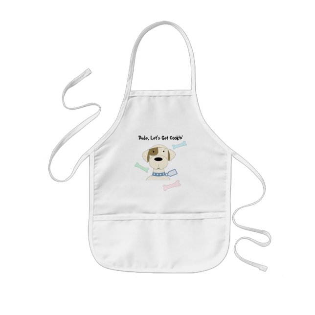 Cartoon Dog with Fun Saying Kids Apron (Front)