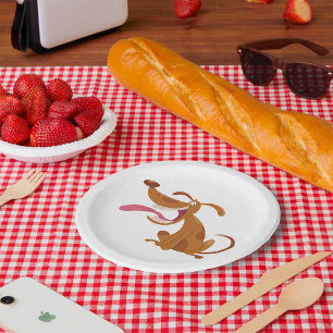 Cartoon Dog With Tongue Out  Paper Plate