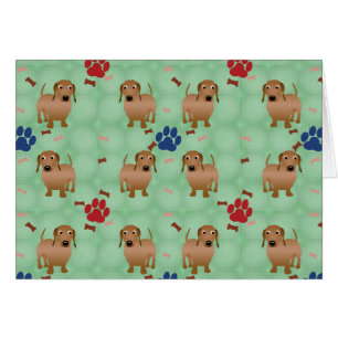 Cartoon Dogs - Dachsund Red Tiled v1