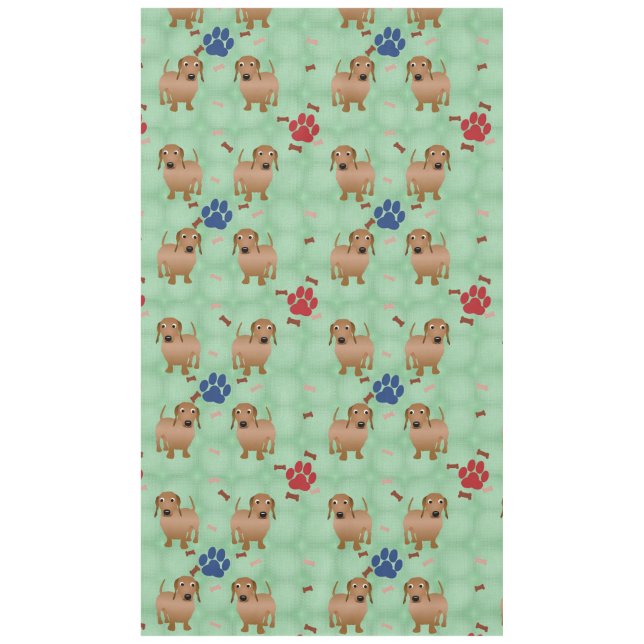 Cartoon Dogs - Dachsund Red Tiled v1 Tablecloth (Front)