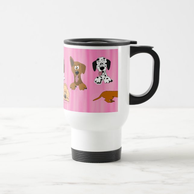 Cartoon Dogs Dog Lover Pink Stainless Travel Mug (Right)
