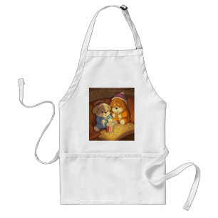 Cartoon dogs puppies with popcorn standard apron