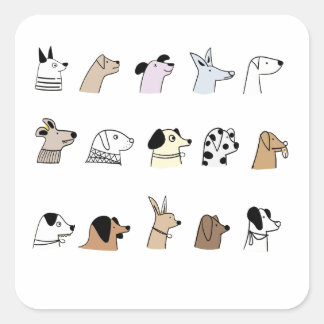 cartoon dogs square sticker