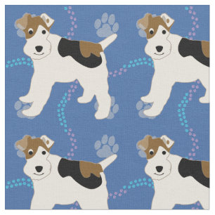 Cartoon Dogs - Wire Fox Terrier v1 Fabric