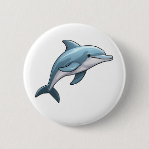 Cartoon dolphin illustration 6 cm round badge