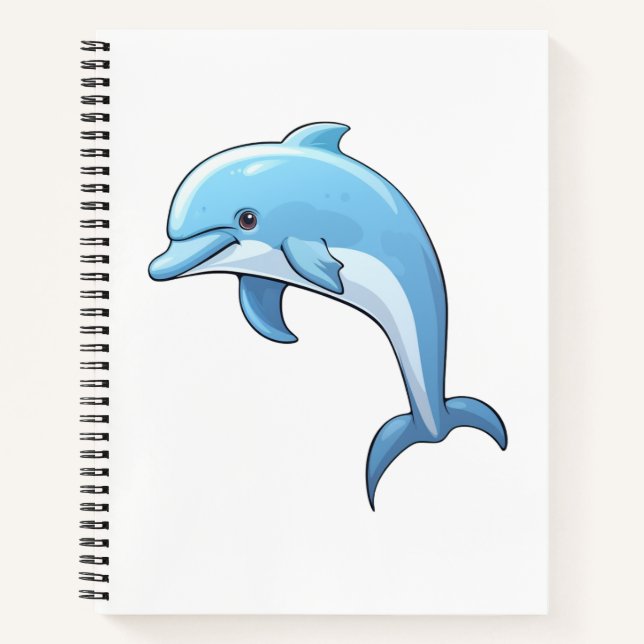 Cartoon dolphin illustration notebook (Front)