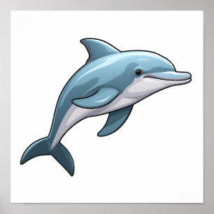 Cartoon dolphin illustration poster