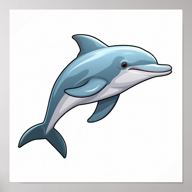 Cartoon dolphin illustration poster (Front)