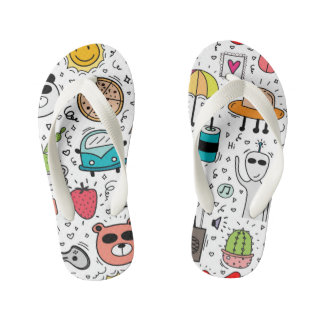 Cartoon Doodle Kid's Thongs