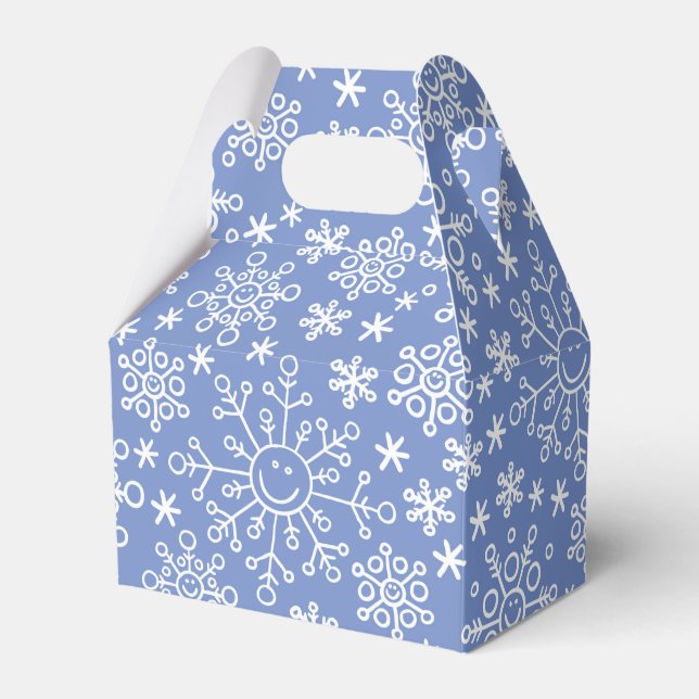 Cartoon Doodle Winter Snowflakes Favour Box (Front Side)