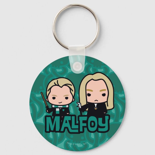 Cartoon Draco and Lucius Malfoy Character Art Key Ring (Front)