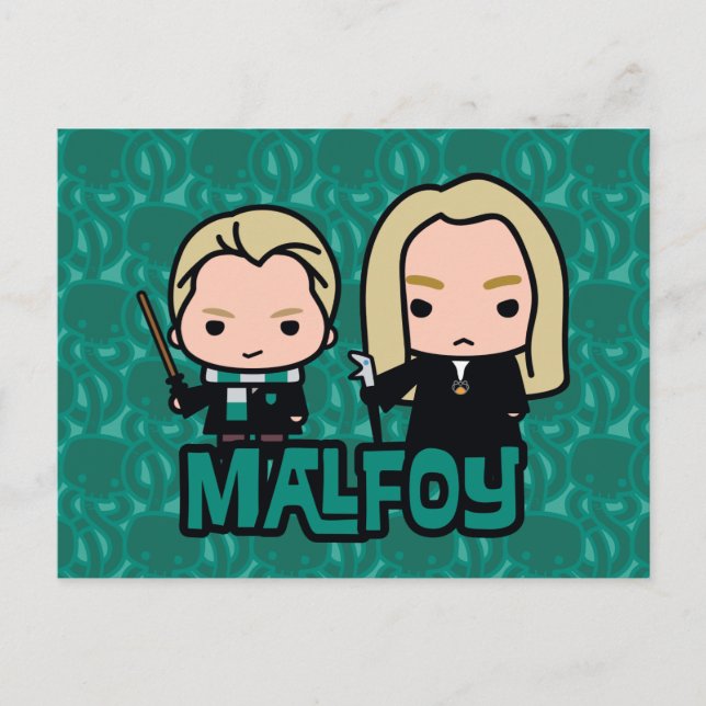 Cartoon Draco and Lucius Malfoy Character Art Postcard (Front)