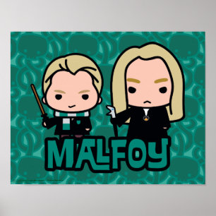 Cartoon Draco and Lucius Malfoy Character Art Poster