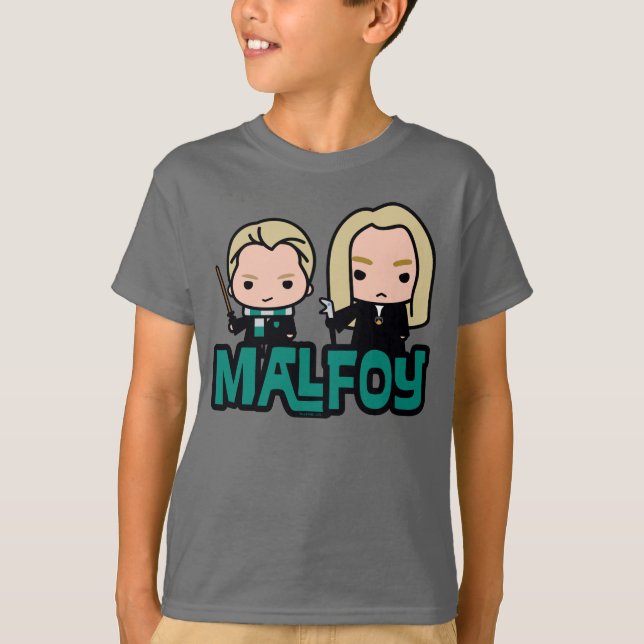 Cartoon Draco and Lucius Malfoy Character Art T-Shirt (Front)