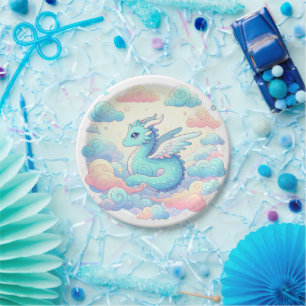 Cartoon Dragon Baby Shower Paper Plate