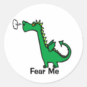 Cartoon Dragon Fear Me Classic Round Sticker