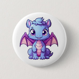 Cartoon dragon illustration 6 cm round badge