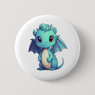 Cartoon dragon illustration 6 cm round badge