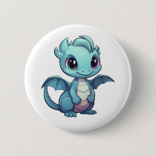 Cartoon dragon illustration 6 cm round badge