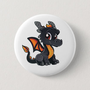 Cartoon dragon illustration 6 cm round badge