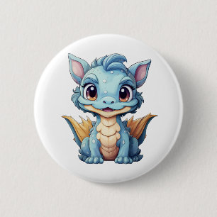 Cartoon dragon illustration 6 cm round badge