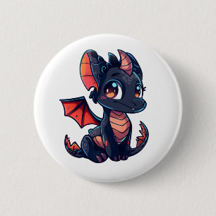 Cartoon dragon illustration 6 cm round badge