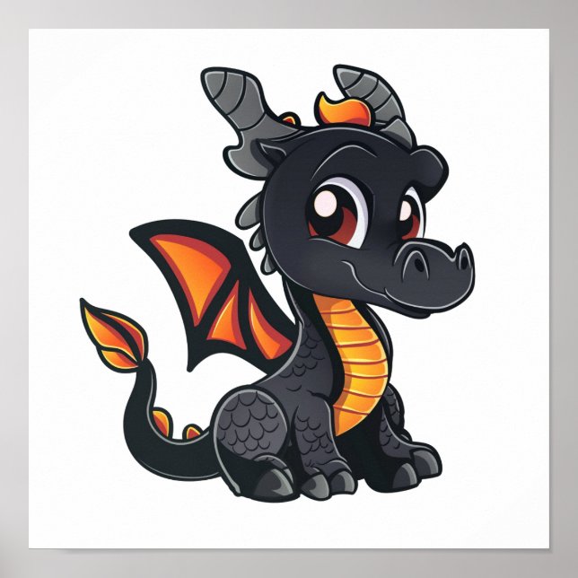 Cartoon dragon illustration poster (Front)