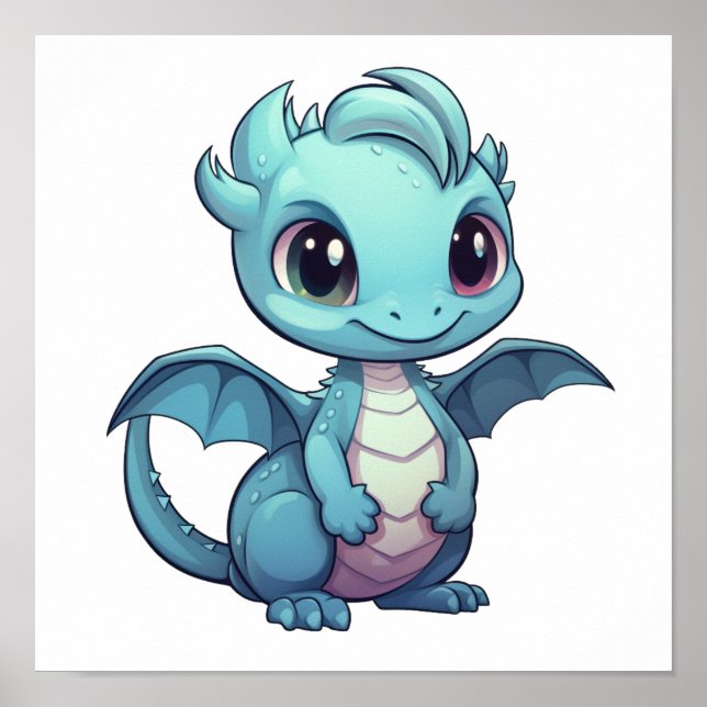 Cartoon dragon illustration poster (Front)