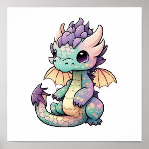 Cartoon dragon illustration poster