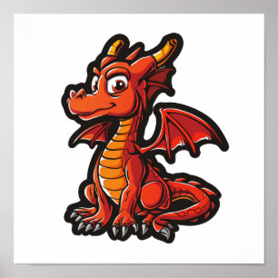 Cartoon dragon illustration poster