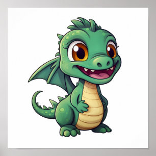 Cartoon dragon illustration poster